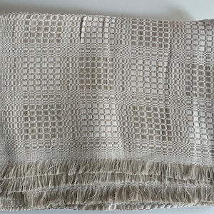 Vintage Swedish Woven Fabric Textile Square Tablecloth
