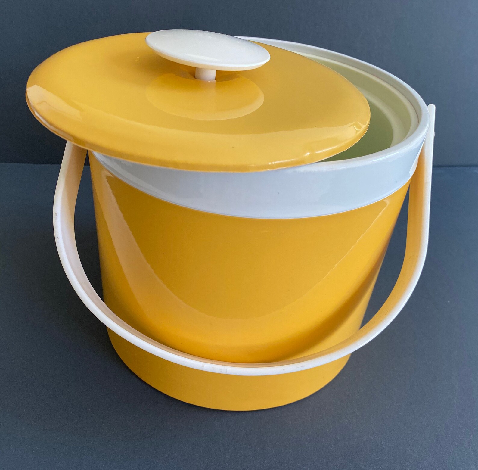 BRIARD Ice Bucket Yellow White Barware Patent Vinyl Etsy