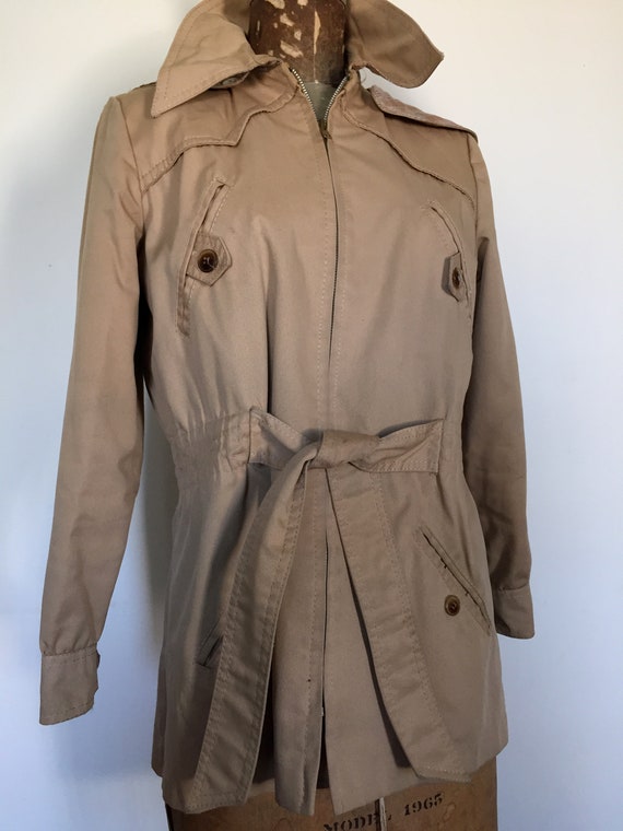 TRENCH Jacket Removable Hood Elastic Waist Size Medium 11/12 | Etsy
