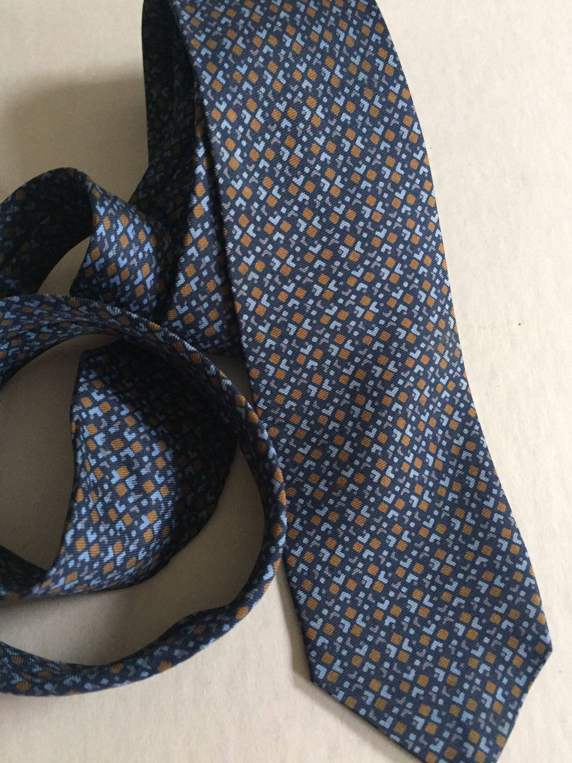 LIBERTY of London Silk Necktie Tie Blue Gray Brown Pattern | Etsy
