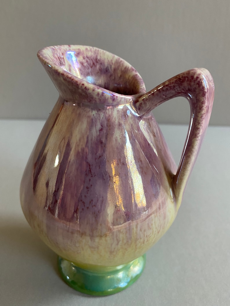 LUSTERWARE Vase Made in Germany Purple Yellow Green Vintage Etsy