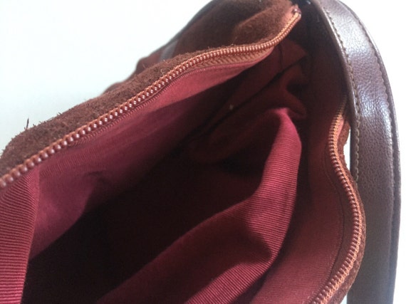 MAROON Handbag Bordeaux Red Suede Leather Metal E… - image 3