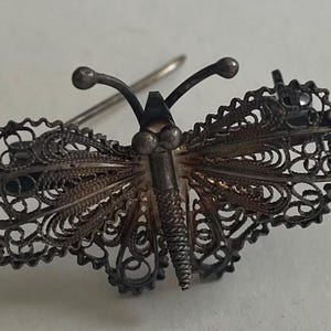 Butterfly FILIGREE Silver Brooch 800 Not Polished Vintage