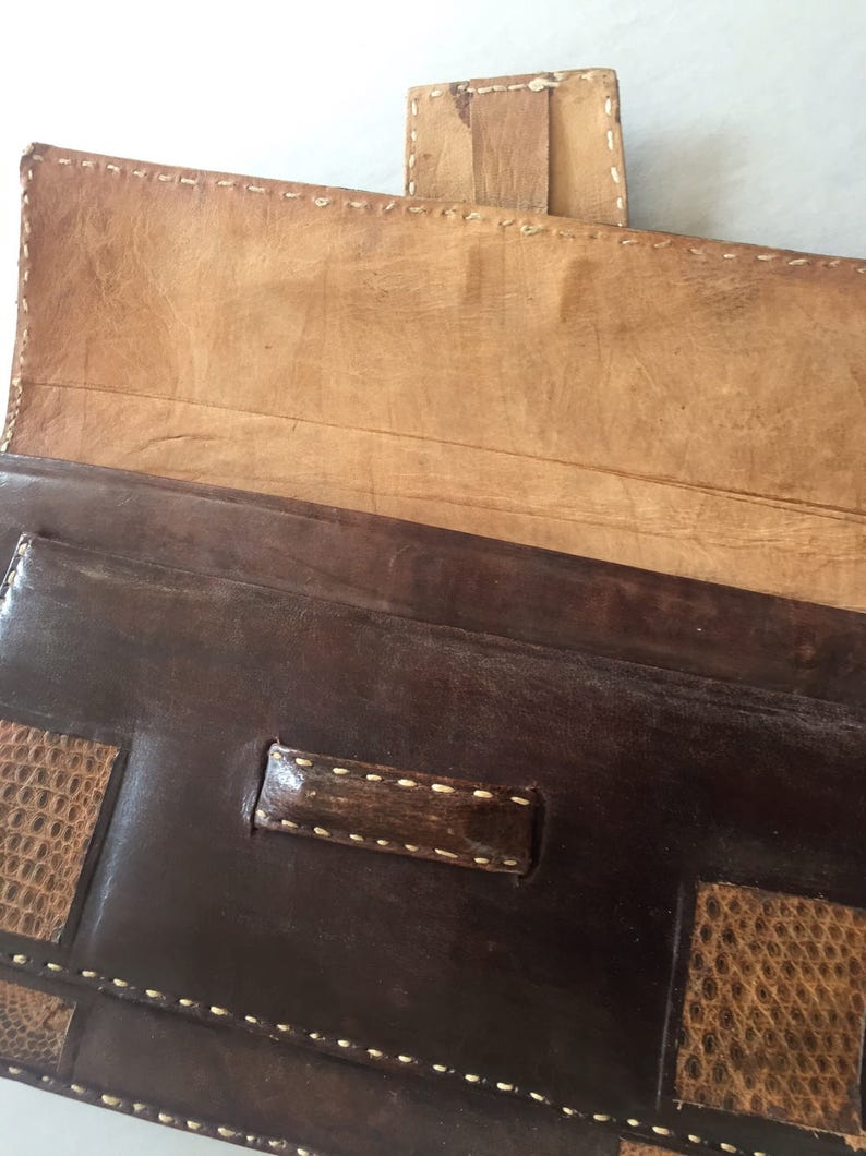 Leather PATCHWORK Clutch Snakeskin Patches Hand Made One Etsy
