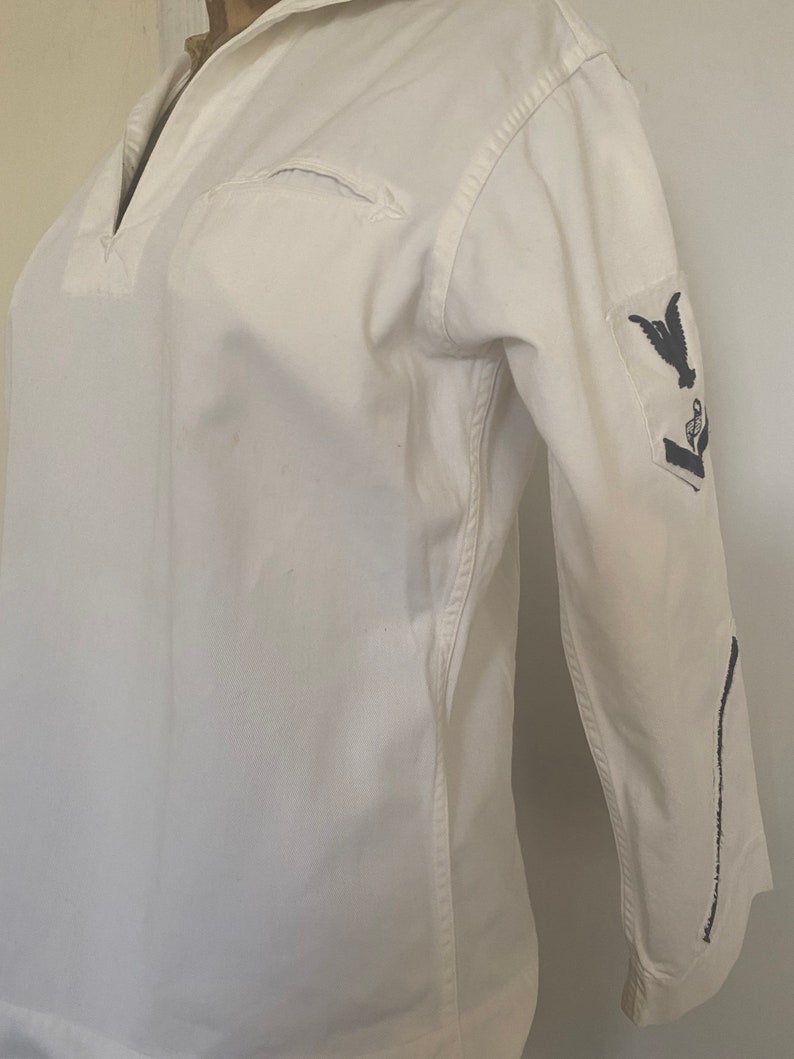 NAVY Uniform Shirt White Navy Blue Cotton Disbursing Clerk Etsy