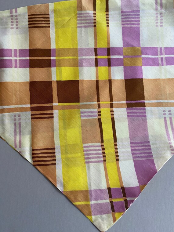 KERCHIEF Head Scarf Geometric Pattern Yellow Copp… - image 8