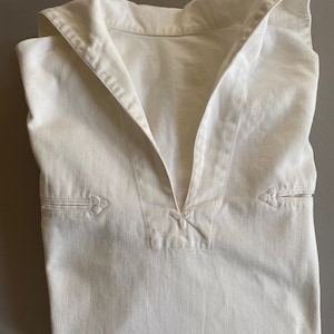 NAVY Uniform Shirt White Navy Blue Cotton Disbursing Clerk Size Small Extra Small Vintage