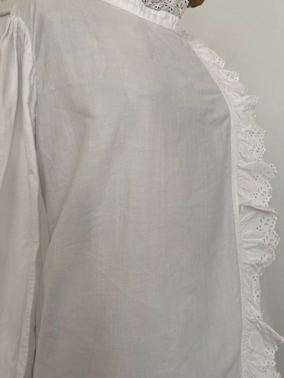 BLOUSE White Cotton Victorian Style Ruffle Long Sleev… - Gem