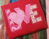 Crazy Quilt Love T-shirt, Applique Love Shirt, Valentine shirt, Child 39 s Valentine Shirt, Embroidery Valentine Love shirt, Monogram shirt
