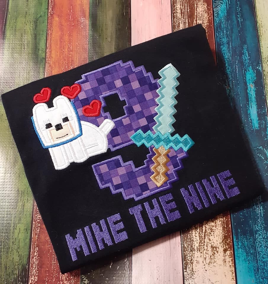 Video Game Birthday Tee - Diamond Sword & Dog