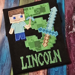 Steve Birthday Shirt, Diamond Sword Birthday shirt, Video Game Birthday Shirt, Boy&#39;s Birthday shirt, Computer Game Shirt, Video Game shirt