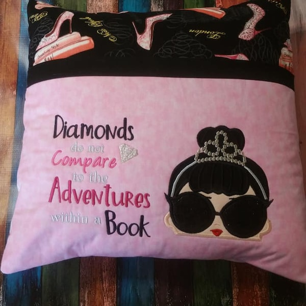 Diamonds do not Compare to the Adventures in a Book Pocket Reading Pillow, Glamour Pillow, Baby Doll Pillow, Movie Star Pillow Design