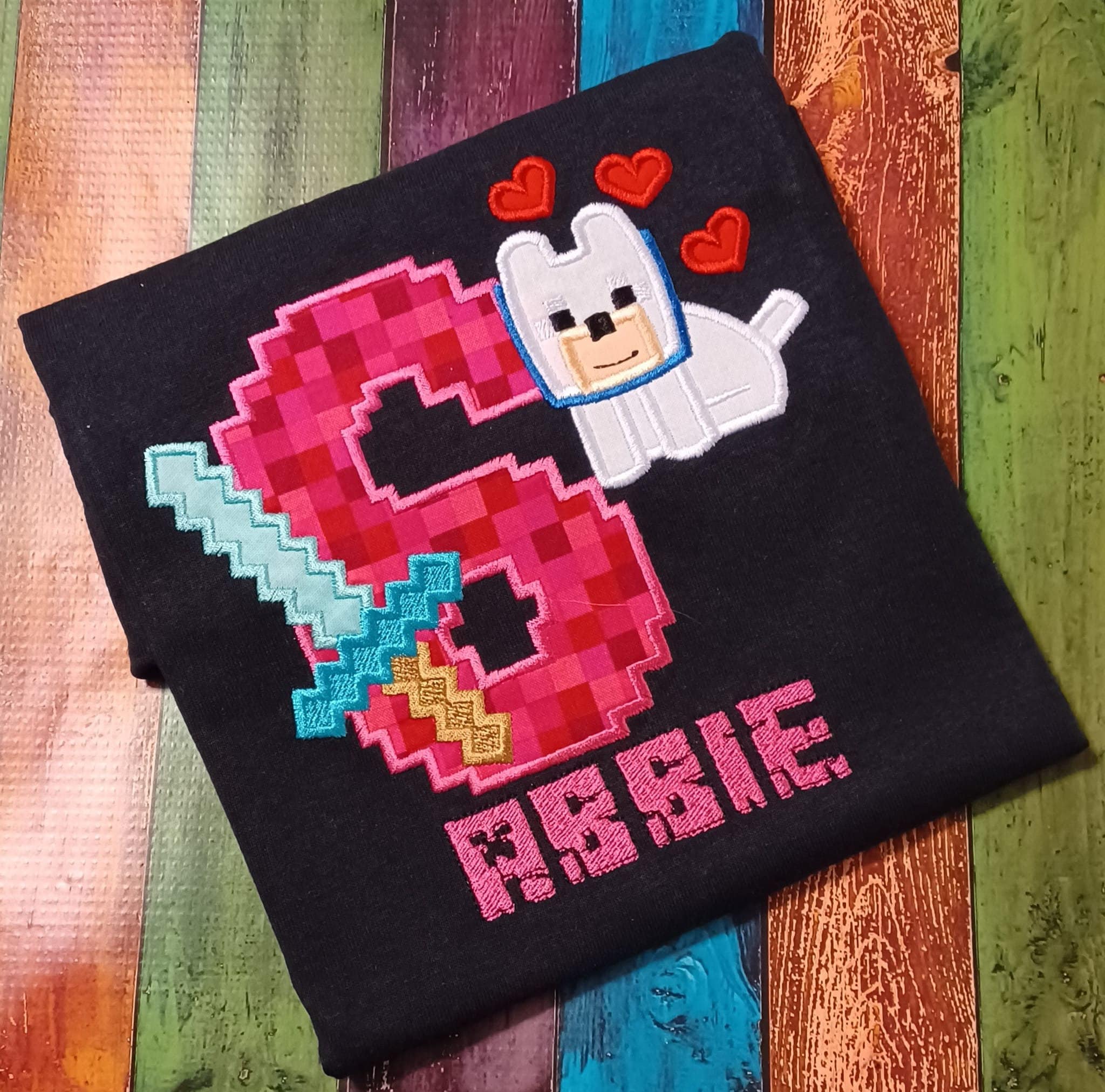 Video Game Birthday Tee - Diamond Sword & Dog