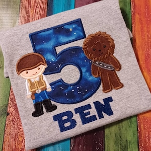 Space Wars Birthday Shirt, Applique Robot shirt, Space Robot shirt, Child&#39;s T-shirt, Android Birthday shirt, children&#39;s Clothing, Monogram