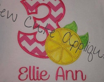 Lemon Slice Birthday shirt, applique lemon T-shirt, Lemonade Birthday Party, Monogrammed T-shirt, Girl's T-shirt