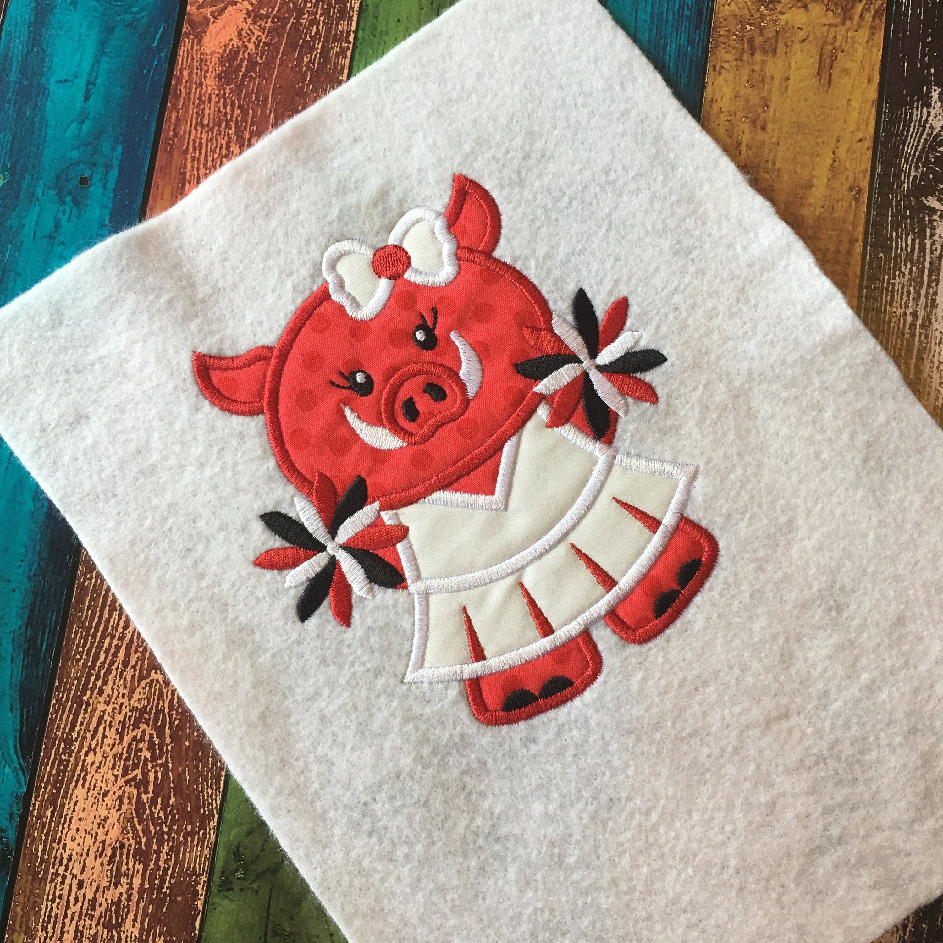Appliqued Arkansas Hog Cheerleader t shirt. girl's cheerleader T-shirt, School Spirit, Child's Clothing