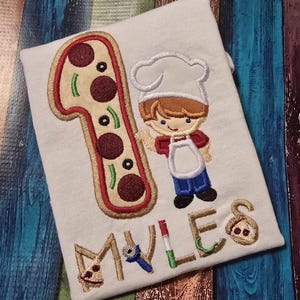 Pizza Party T-shirt, Pizza Party Birthday Shirt, Girl's monogrammed pizza shirt, pizza chef shirt, Child's pizza party shirt, applique shirt