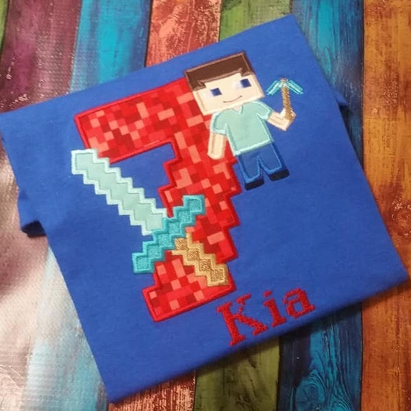 Steve Birthday Shirt, Diamond Sword Birthday shirt, Video Game Birthday Shirt, Boy's Birthday shirt, Computer Game Shirt, Video Game shirt