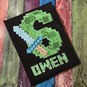 Diamond Sword Birthday Shirt, Applique Gamer T-Shirt