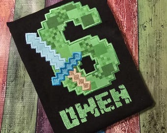 Diamond Sword Birthday Shirt, Applique Gamer T-Shirt