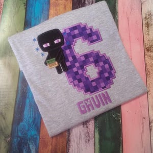 Video Game Birthday Shirt, Boy's Game shirt, Video Game Party Shirt, Pixel game shirt, Enderman shirt, Computer Game shirt