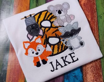 Jungle Birthday Applique Shirt, Personalized Animal Zoo Party Tee