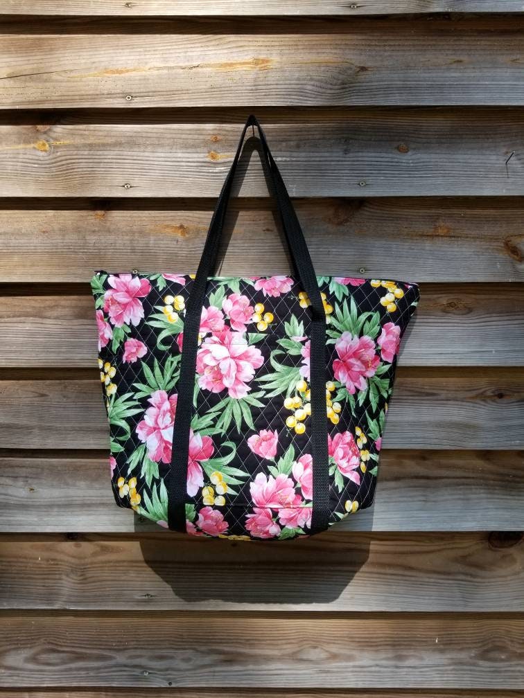 Extra Large Quilted Weekender Bag Luggage Floral Travel Etsy