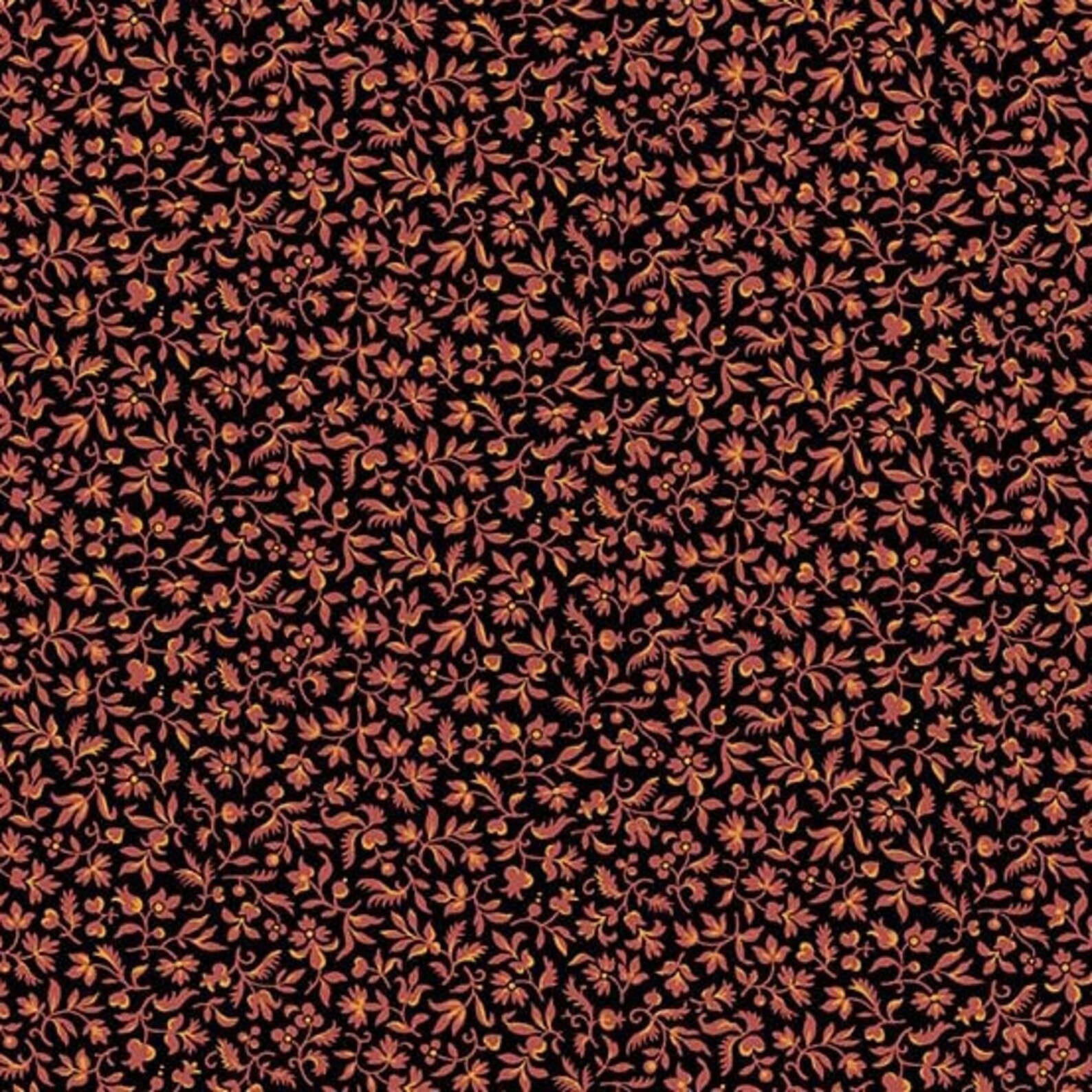 Chatham Hall Ebony and Red Vining Reproduction Fabric by Kathy Etsy