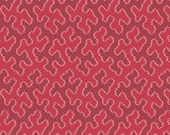 Red Cloverdale Trapunto reproduction fabric by Di Ford Hall for Andover