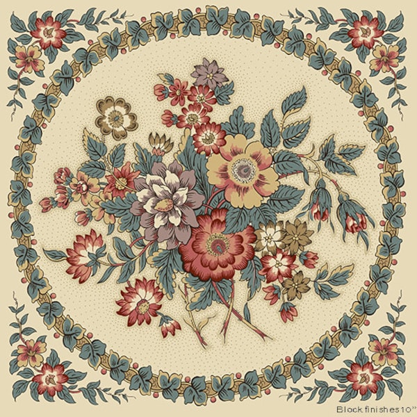 Rose or Teal Di Ford Hall Windermere Bouquet by Andover Fabrics