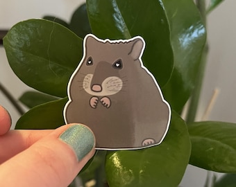 Kawaii Brown Hamster Sticker – Waterproof Vinyl Decal, Laptop Tumbler Planner, Cute Pet Lover Gift | Holographic
