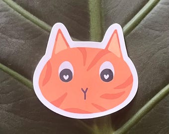 Orange Tabby Cat Sticker – Handmade Vinyl Decal, Waterproof Laptop Tumbler, Cat Mom Gift