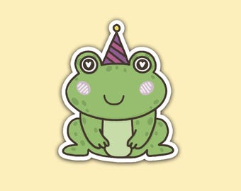 Party Frog Sticker, Waterproof Vinyl Decal, Laptop Water Bottle Planner, Holographic Options