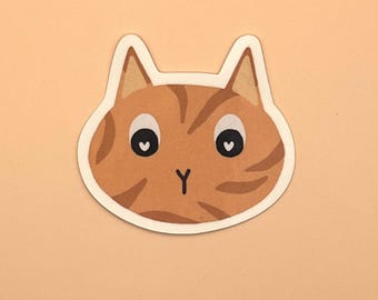 Orange Tabby Cat Sticker – Handmade Vinyl Decal, Waterproof Laptop Tumbler, Cat Mom Gift