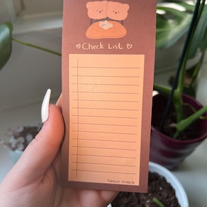 Bear Bread Checklist Notepad | Kawaii Daily Planner, 50 Pages