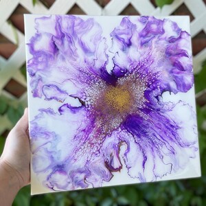 12x12 - Wild Flower - Dutch Pour, Abstract painting, Acrylic painting, Fluid art, acrylic pour painting