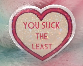 You Suck The Least Sarcastic Love Herzmagnet, 6 cm