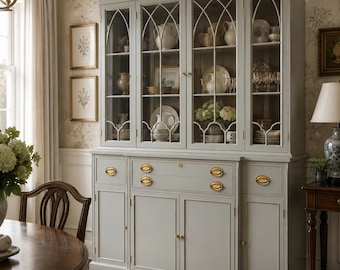 Vintage French Country Hutch Cabinet