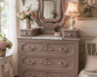 Stylish Art Deco Waterfall Dresser, Vintage 1930's With Original