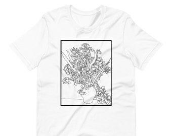 Irises, Vincent van Gogh,Beautiful, Art Lover, T-Shirt Famous Art White or Black Old Historic Painting Print