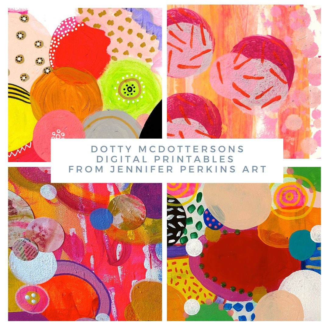 12 Printable Mixed Media Collage Sheets With Polka Dots Original Art