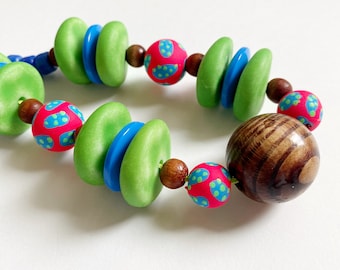If You Could Wear Summer - Hand Painted Wood Bead Necklace
