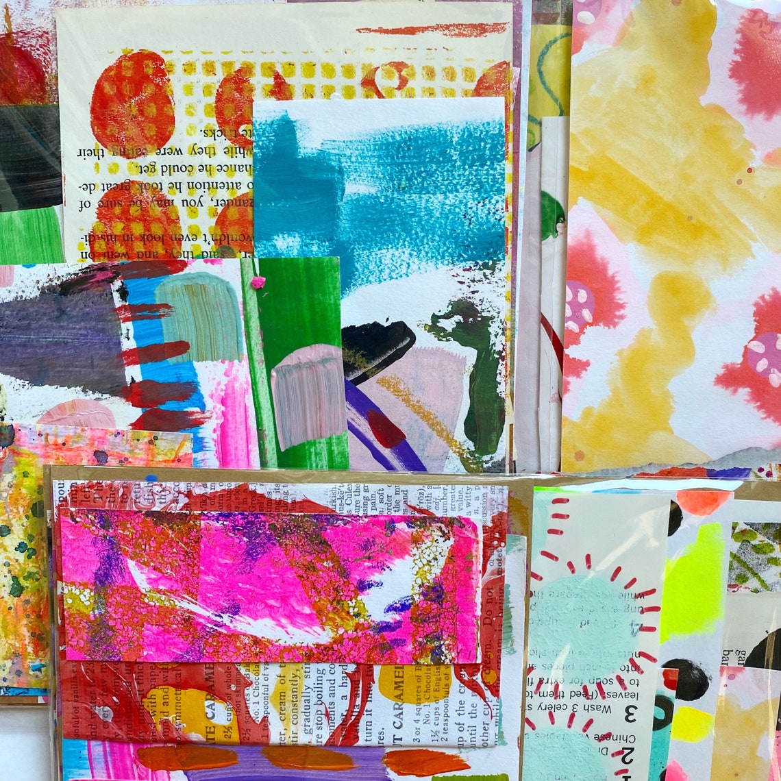 Mixed Media Hand Painted Papers Etsy
