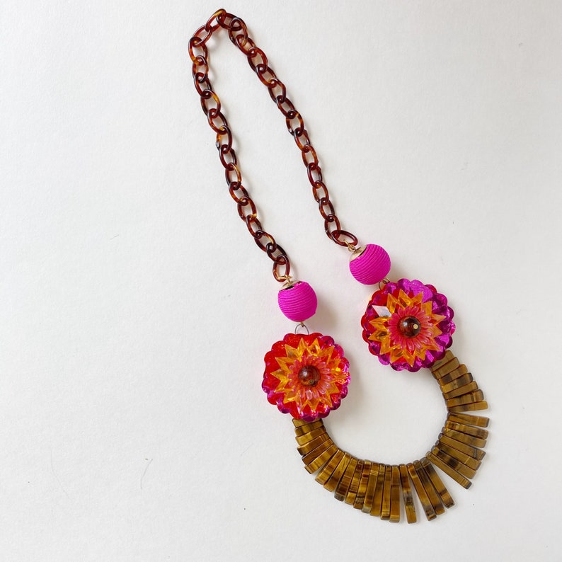 Handmade Necklace With Tigers Eye Lei the Lobster Bib On Me