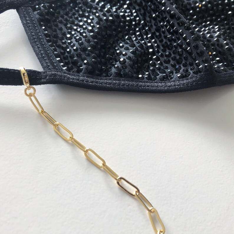 24k gold plated removable mask chain with paper clip chain