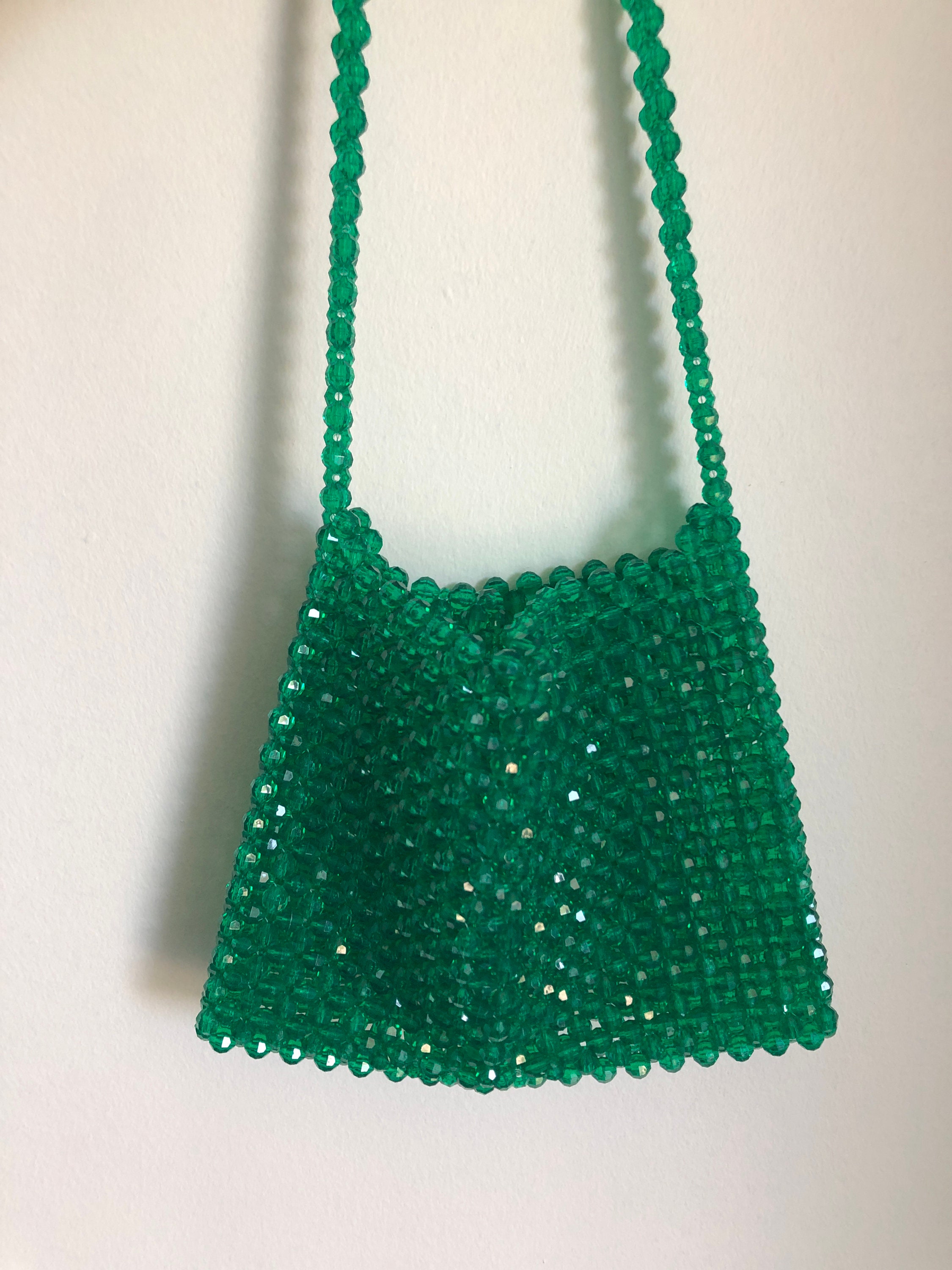 Green beaded handbag crystal shoulder bag Etsy