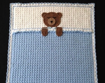 Crochet PATTERN - Teddy Bear Bedtime Blanket, Teddy Bear Baby Afghan Blanket; Crochet Bear Blanket Pattern; Woodland Theme Bear Baby Blanket