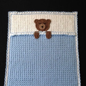 Crochet PATTERN - Teddy Bear Bedtime Blanket, Teddy Bear Baby Afghan Blanket; Crochet Bear Blanket Pattern; Woodland Theme Bear Baby Blanket