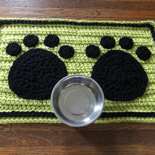 Crochet PATTERN Paw Prints Pet Bowl Mat Pet Placemat Paw Etsy
