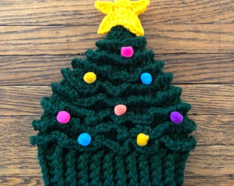 Christmas Tree Hat with Ornaments and Star, Baby Toddler Child Xmas Tree Hat, Adult Decorated Xmas Tree Hat, Christmas Tree Hat Holiday Gift